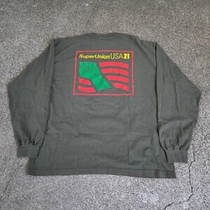 Vtg Y2k UNION x SUPERVSN Fist Flag Graphic Designer Streetwear Collab T Shirt XL
